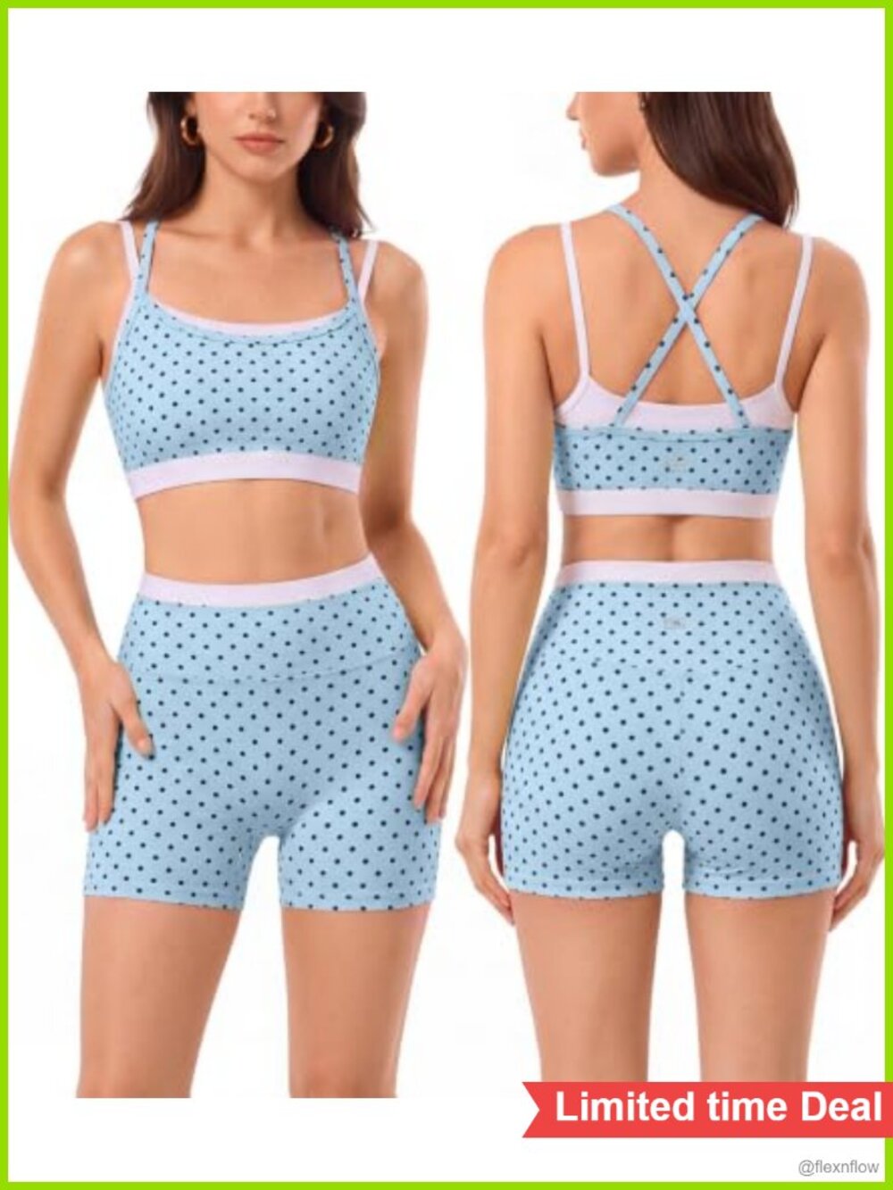 Women's Polka Dot Workout Set Sports Bra & Leggings Activewear